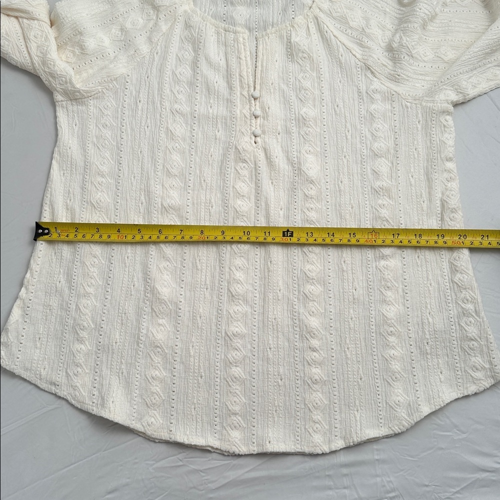 Frye Salt Breeze cream off-white split neck long sleeve peasant blouse - Picture 10 of 12